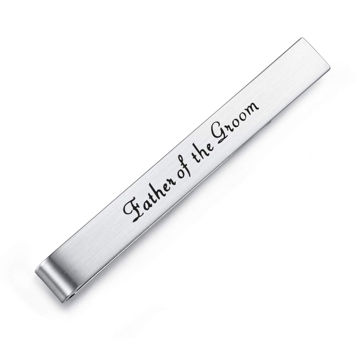 Honey Bear Mens Wedding Marriage Tie Clip Bar - Normal Size Stainless Steel Gift,5.4cm ,Brushed SIlver (Father of the Groom) — image 1