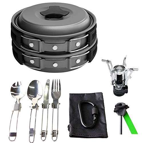 Gold Armour 17 Pieces Camping Cookware Mess Kit Backpacking Hiking Outdoors Gear Lightweight