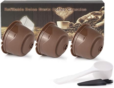 Amazon Com Dolce Gusto Reusable Coffee Capsule Pods With Foaming Function Upgrade Generation Refillable Coffee Pods 3pcs Pack With 1 Cleaning Brush 1 Plastic Spoon Kitchen Dining