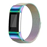 For Fitbit Charge 2 Bands, Charge 2 Milanese Loop Stainless Steel Metal Bracelet with Unique Magnet Clasp Replacement Bands for Fitbit Charge 2 Colorful Small