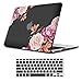 iLeadon MacBook Air 11 inch Protective Hard Case Soft Touch Ultra Thin Shell Cover+Keyboard Cover for MacBook Air 11 inch Model A1370/A1465 (MacBook Air 11 Inch, Peony Flower)