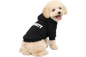 DroolingDog Security Dog Clothes Small Dog Hoodies Security Pattern Black Dog Hoodie Sweatshirts for Puppy Dogs
