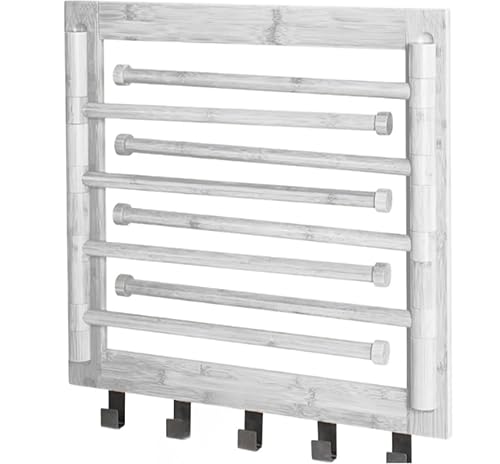 Bamboo Wall Mounted Drying Rack - 8 Swing Arms & 5 Hooks, 80lb Capacity (20 Inch)