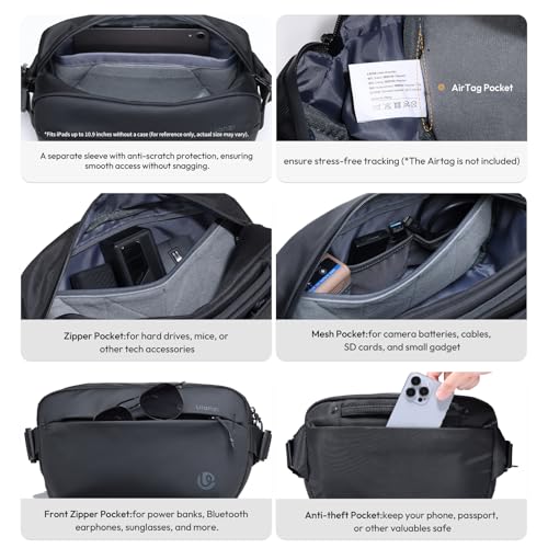 ULANZI Camera Sling Bag, Waterproof Camera Case with Tripod Holder, DSLR/SLR/Mirrorless Camera Bags Crossbody for Photographers - Black 10L Capacity