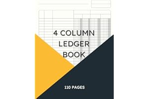 4 Column Ledger Book: Accounting ledger Journal (110 pages, 8.5x11"), Simple Accounting Ledger log book for home, bookkeeping