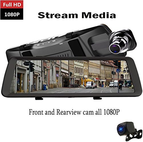 YANDA Full HD 1080P Dash Cam 10 inch Stream Media Car Video Camera DVR driving recorder Rearview Mirror,Waterproof night vision Front and Rearview Camera 1080P