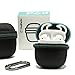 PodPackz AirPods Hard Case with One Pair of AirPods Hooks for Apple AirPods (Black Case + White Hooks) (Updated Zipper)