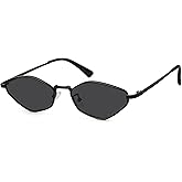 Fozono Retro Irregular Narrow Sunglasses for Women Trendy Vintage Polygon Small Shades Metal Frame UV Protection