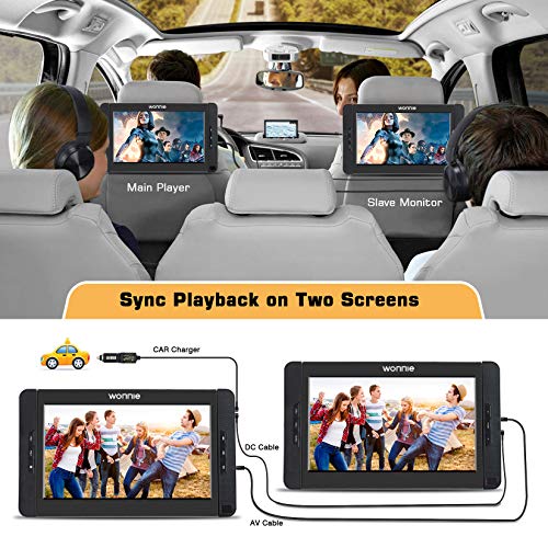 Wonnie 10.5inch Dual Portable DVD Player for Car, Headrest Kids CD