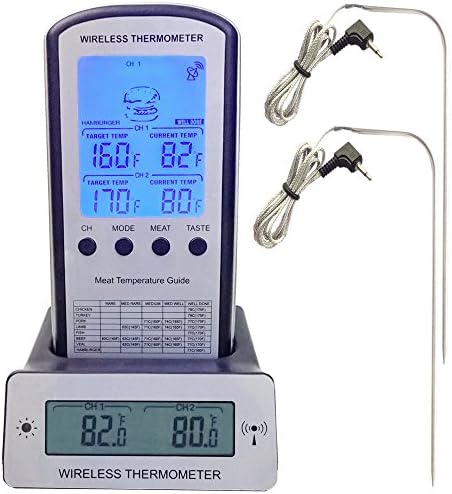 Jarsant Wireless Remote Digital Cooking BBQ Meat Thermometer with Dual Probe for Smoker Grill Oven