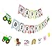 Farm Birthday Banner, Tractor Happy Birthday Sign with Animal Garland, Rustic Bday Party Decorations
