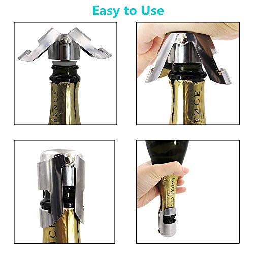 Stainless Steel Champagne Bottle Stopper Sparkling Wine Bottle Sealer-Silver