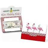 Big Dot of Happiness Flamingle Bells - Tropical Christmas Party Money and Gift Card Holders - Set of 8