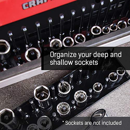 Socket Organizer Trays - 6 Piece SAE & Metric Socket Holder - Socket Tool Set Storage for ¼ inch, ⅜ inch & ½ inch Drive Holder for Mechanics