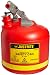 Justrite 14261 2 1/2-Gallon, 10.75" O.D x 14.25" H Red Type I Safety Can With Stainless Steel Trim