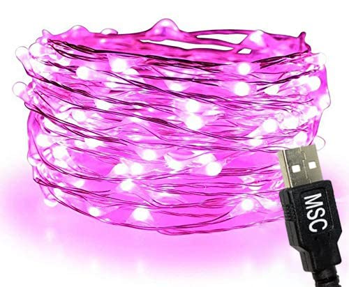 MSC - 23ft / 7m -70 Led's USB Powered LED Pink Coloured String Fairy Lights On Copper Cable, Ideal for Christmas, Xmas, Party,Wedding,Decoration Pink-USB-7m