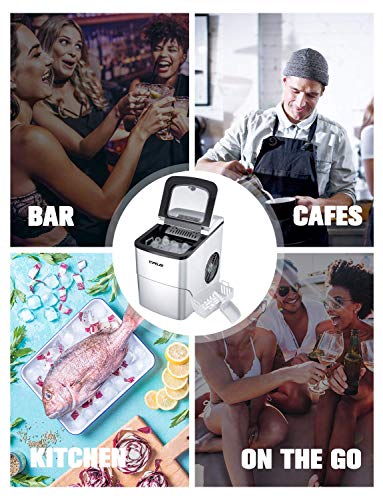 TOPELEK Countertop Ice Maker Machine, Ice Cubes Ready in 6 Mins, Make 26 lbs Ice in 24 Hrs with LED Display Perfect for Parties Mixed Drinks, Portable Electric Ice Machine 2L with Ice Scoop and Basket