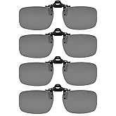 Eyekepper 4 Pack Flip-up Clip-On Sunglasses 59x39 MM Metal Wear Over Glasses