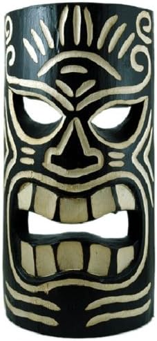 Carved Black &amp; White Tiki Mask - large
