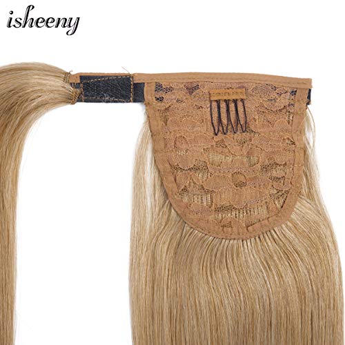 14" Human Ponytail Hair Extensions Remy Human Hair Piece For Women - 1 Piece Hairpiece 60 Grams Wrap Around Ponytail Human Hair Extensions Light Brown #27 Color - Thumbnail 4