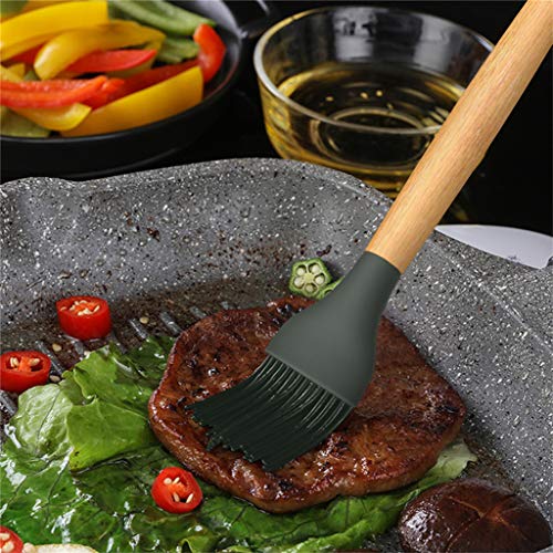Amytalk 3 Pack Silicone Basting Brush, 9.4" Pastry Brush with Beech Wood Handle, Use for BBQ Grill Barbecue Baking Kitchen Cooking, Spread Brush Pastries Cakes Meat Desserts