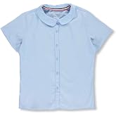French Toast Peter Pan Collar Short Sleeve Blouse (Girls Standard &amp; Plus Sizes), Blue,