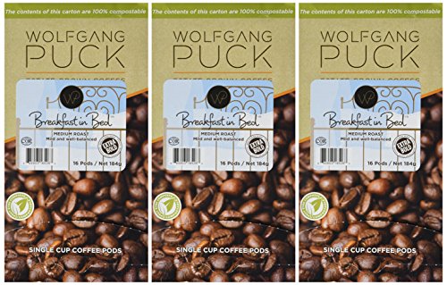 Wolfgang Puck Soft coffee Pods, Breakfast In Bed, 12 Gram , 3 x 16 Count - //coolthings.us