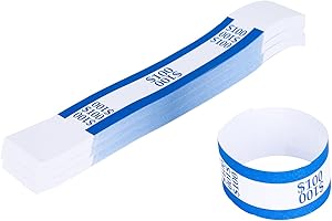 NUCOUN Currency Band Bundles,Self-Adhesive,Money Bands for Cash,Bills Currency Straps,Organizer Dollar,$100 Blue Pack of 150