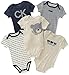 Calvin Klein Baby 5 Pack Bodysuits Boys, Vanilla/Navy, 3/6M