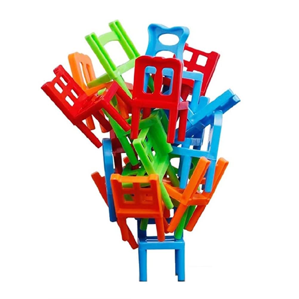Tianbi Balancing Chairs Game, Stacking Toy for 1-4 Players, Develops Color Recognition & Hand-Eye Coordination, Party Favor, 18 Pcs, Ages 3+