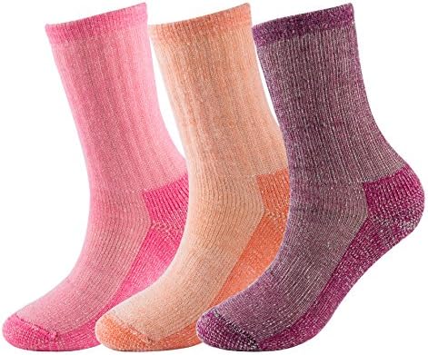 Women ’s Merino Wool Athletic Crew Socks - Thermal Hiking Cold Weather Boot Thick Socks Warm and Soft in Winter 3 Packs