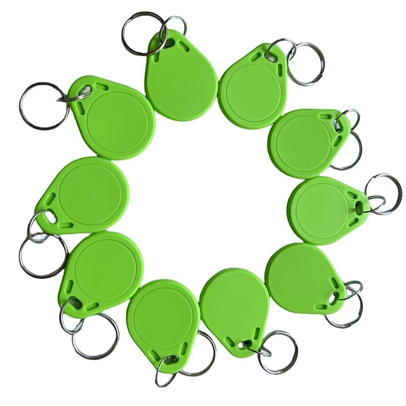 YARONGTECH MF1 S50 fobs 13.56MHZ ISO14443A Access Control Tags (pack of 10) (Green)