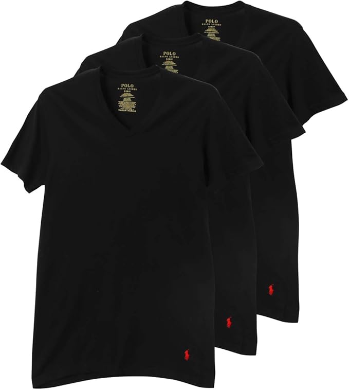 Amazon ポロ ラルフローレン Polo Ralph Lauren Lcvn Tシャツ メンズ 3枚セット 半袖 Vネック 無地 ワンポイント インナー Lcvn 海外s 日本m相当 ブラックxブラックxブラック 並行輸入品 インナーシャツ 通販