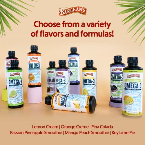 Barlean's Lemon Crème Omega 3 Fish Oil Liquid Supplement, 1080mg of