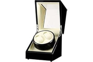 KOKTOHAY Automatic Watch Winder with Quiet Japanese Motor,AC Adapter or Battery Powered,Wood Shell Piano Finish, Silent Motor, Flexible Watch Pillow