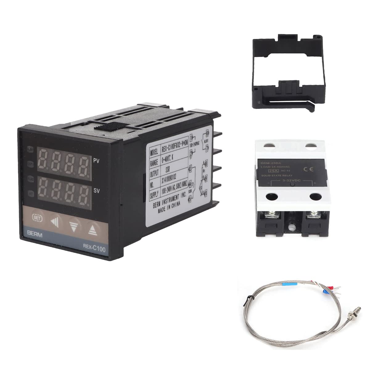 Thermostat, 0-400℃ LED PID AC110V-240V Temperature Controller Digital Thermostat Kit Used in Electric Power,Chemical Industry,Injection Molding,Food,Incubator