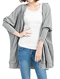 Allegra K Women Full Zip Batwing Long Sleeves Oversize Hooded Cardigan