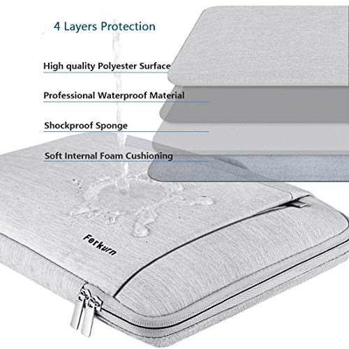 Ferkurn 14 inch 15inch 15.6 inch Laptop Sleeve with Handle Compatible MacBook Pro 15, Surface Book 2 15, HP, Dell, Protective Waterproof Carrying Laptop Case Bag -Off White - Thumbnail 4