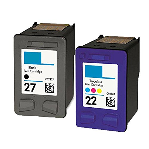 New York TonerTM New Compatible 2 Pack C9352A XL (HP 22) C8727A (HP 27) High Yield Inkjet For HP : 5610xi . -- Black Color