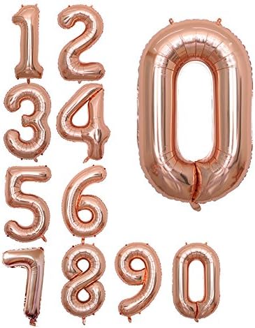 BALONAR 40 inch Jumbo 0 Rose Gold Foil Balloons for Birthday Party Supplies,Anniversary Events Decorations and Graduation Decorations (ROSE0)