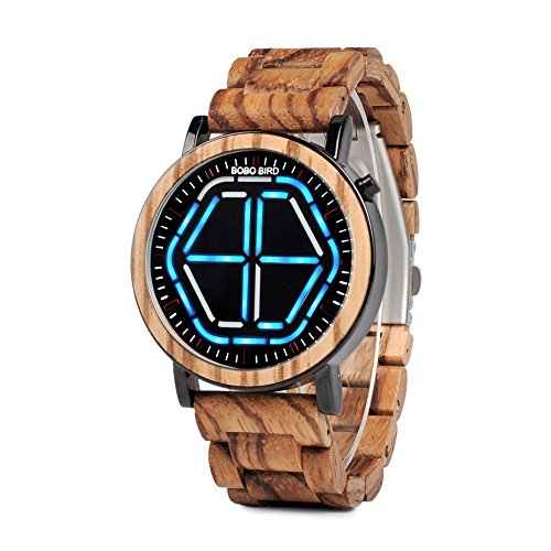 wooden digital watch