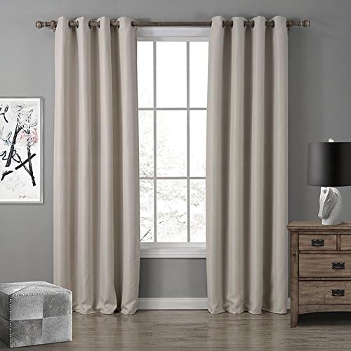 JackLook Solid Color Blackout Grommet Curtains Room Darkening Drapes 2 Panels 55"x86" Beige