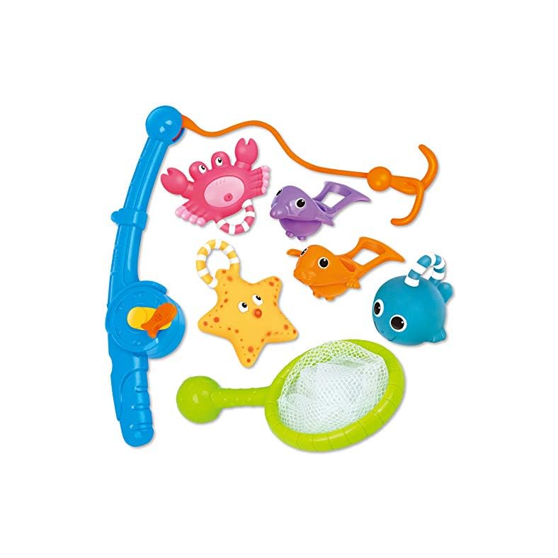 Bath Toy, Fishing Floating Squirts Toy and Water Scoop with Organizer Bag(8 Pack), KarberDark Fish Net Game in Bathtub…