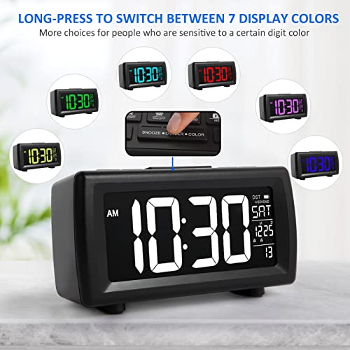 AZUTTA Digital Alarm Clock Radio 7 Display Colors Adjustable, 5