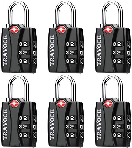 TravoceTSA Approved Luggage Locks, Travel Locks Which Also Work Great as Gym Locks, Suitcase, Backpack and More, 1,2,4 & 6 Pack