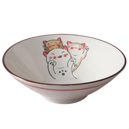LUNA VOW Sushi cerámica Ramen Bowl – Ensaladera estilo japonés cubiertos (A2)