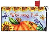 Welcome Fall Pumpkin Magnetic Mailbox Cover Autumn Sunflowers Butterfly Standard