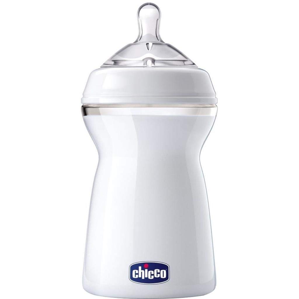 Chicco Natural Feeling Polypropylene 330ml Feeding Bottle + Silicone Teat, Elongated Tip, Fast Flow, for Age 6 Months +