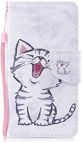 ShinyCase iPod Touch 5/ Touch 6/ Touch 7 Phone Case, Flip PU Leather Wallet Cover Bookstyle Case Stand Holder Magnetic Card Slot Shockproof TPU Shell Colourful for iPod Touch 5th 6th 7th Cartoon Cat