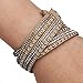 SUMAJU Charm Wrap Bracelets, Womens Premium Crystal Slake Bracelet with Rhinestones, Button Clamp Leather Bangle Statement Necklace Jewelry
